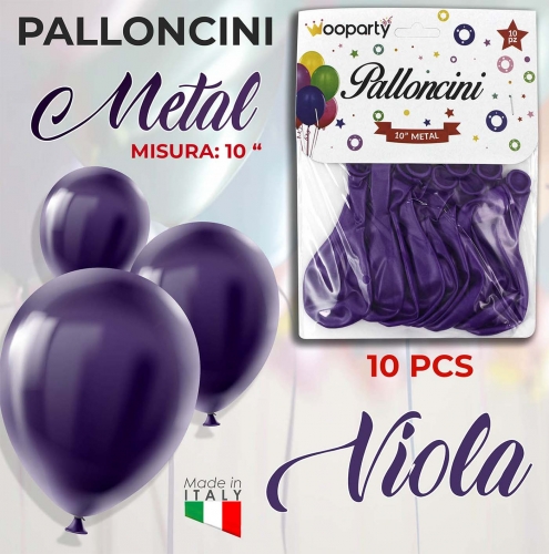 Palloncini viola metal d.10 10 pezzi