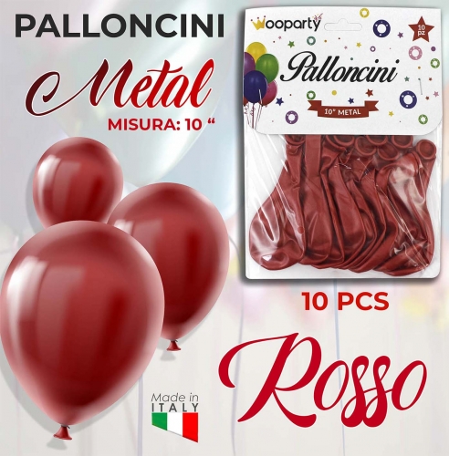Palloncini rosso metal d.10 10 pezzi