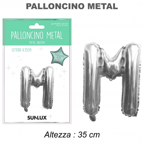Palloncino argento metal 35cm lettera M