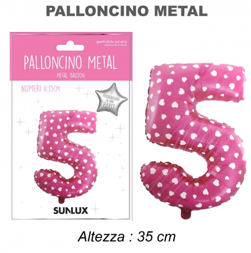 Palloncino rosa metal 35cm n.5