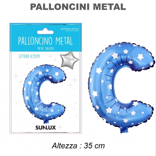 Palloncino celeste metal 35cm lettera C