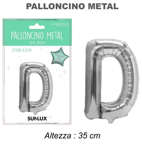 Palloncino argento metal 35cm lettera D
