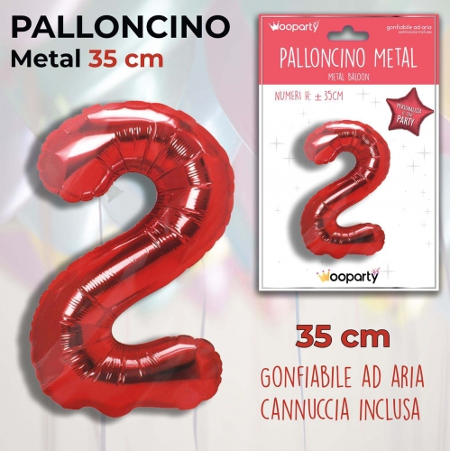 Palloncino rosso metal 35cm n.2