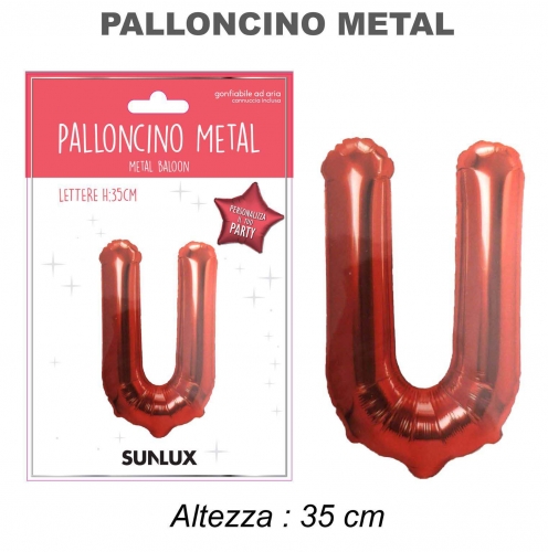 Palloncino rosso metal 35cm lettera U