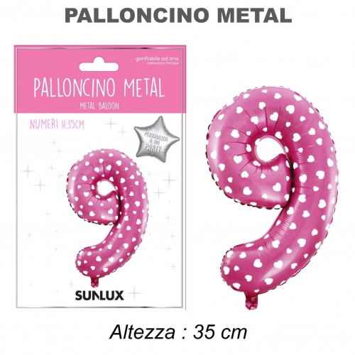Palloncino rosa metal 35cm n.9