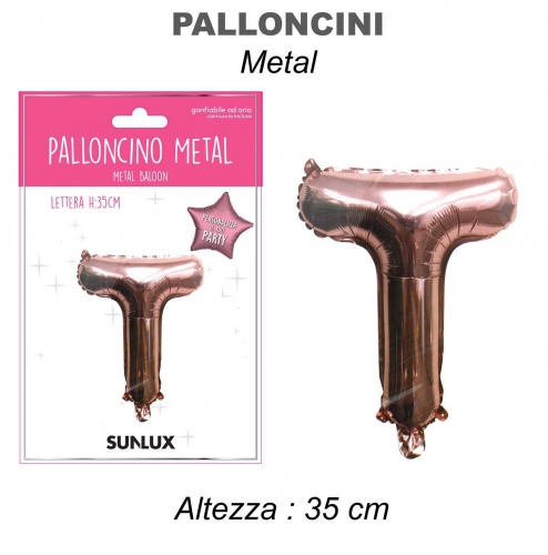 Palloncino rose gold metal 35cm lettera T