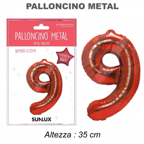 Palloncino rosso metal 35cm n.9