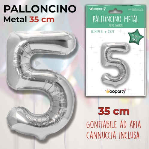 Palloncino argento metal 35cm n.5