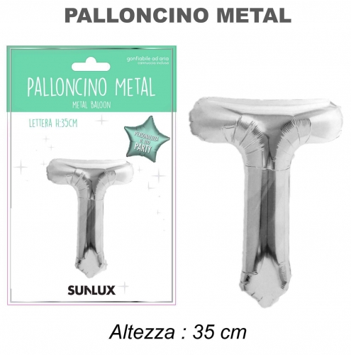 Palloncino argento metal 35cm lettera T