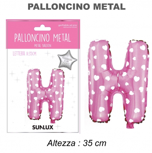 Palloncino rosa metal 35cm lettera H