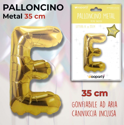 Palloncino oro metal 35cm lettera E