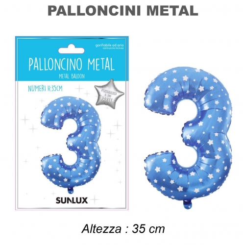 Palloncino celeste metal 35cm n.3