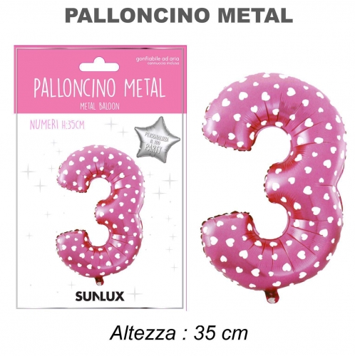 Palloncino rosa metal 35cm n.3