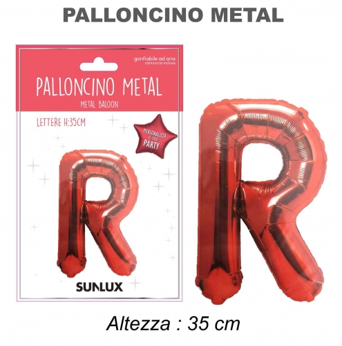 Palloncino rosso metal 35cm lettera R