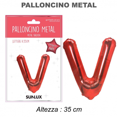 Palloncino rosso metal 35cm lettera V