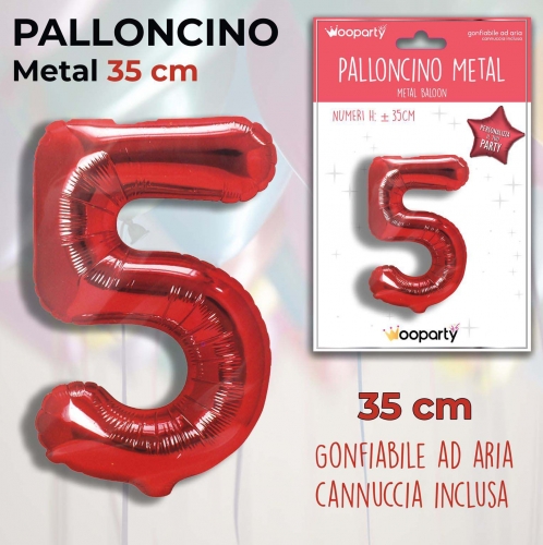 Palloncino rosso metal 35cm n.5