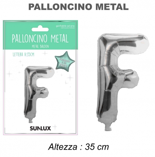 Palloncino argento metal 35cm lettera F