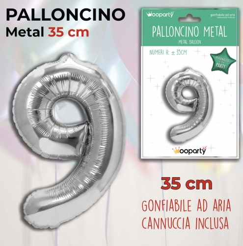 Palloncino argento metal 35cm n.9