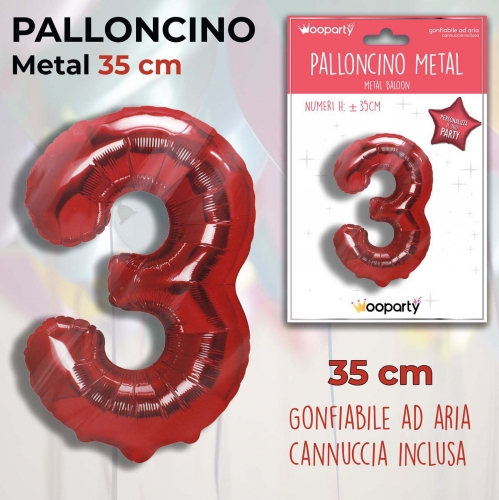 Palloncino rosso metal 35cm n.3