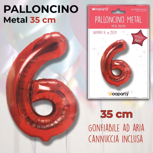 Palloncino rosso metal 35cm n.6