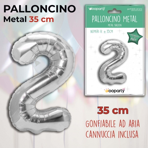 Palloncino argento metal 35cm n.2