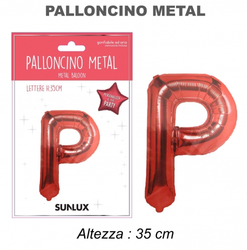 Palloncino rosso metal 35cm lettera P