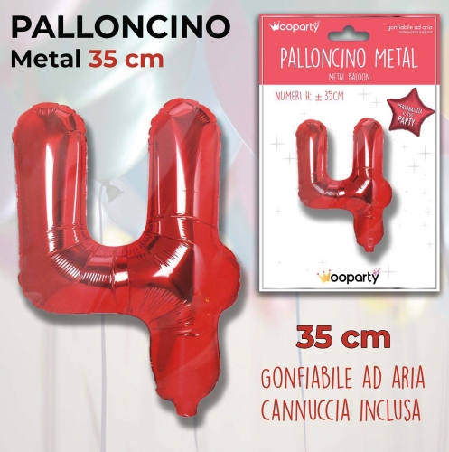Palloncino rosso metal 35cm n.4