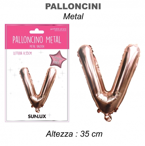 Palloncino rose gold metal 35cm lettera V