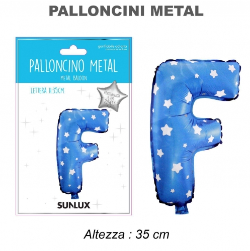 Palloncino celeste metal 35cm lettera F