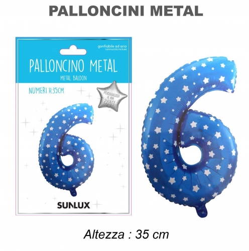 Palloncino celeste metal 35cm n.6