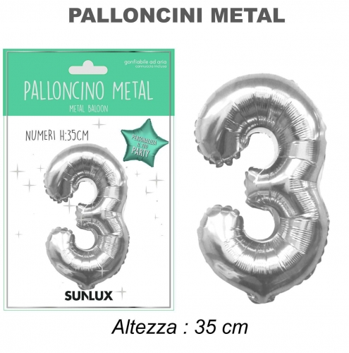 Palloncino argento metal 35cm n.3