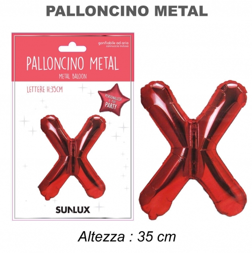 Palloncino rosso metal 35cm lettera X