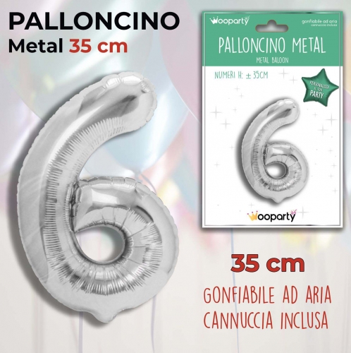 Palloncino argento metal 35cm n.6