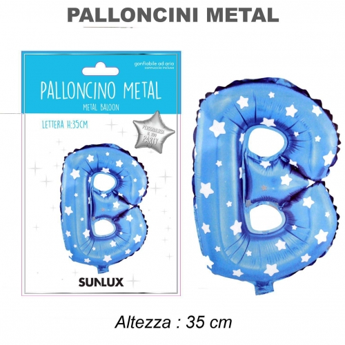 Palloncino celeste metal 35cm lettera B