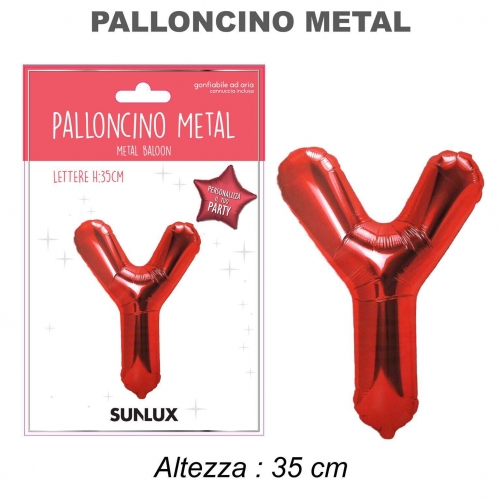 Palloncino rosso metal 35cm lettera Y