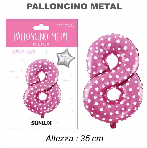 Palloncino rosa metal 35cm n.8