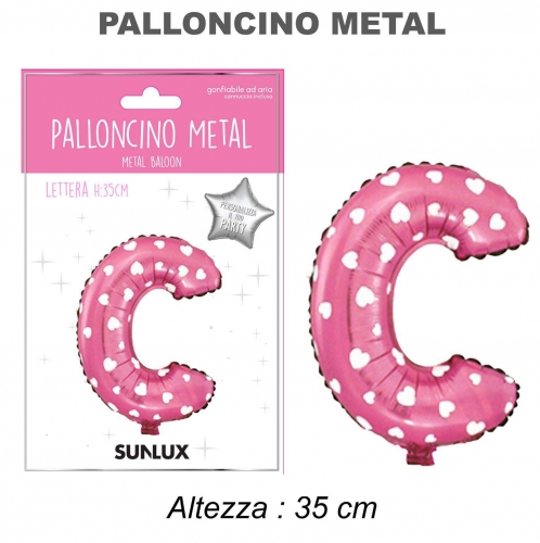 Palloncino rosa metal 35cm lettera C
