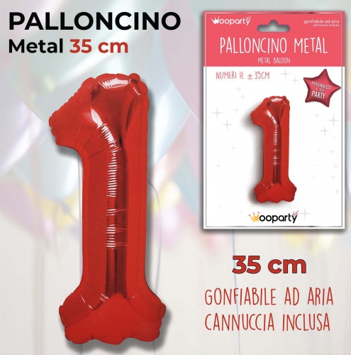 Palloncino rosso metal 35cm n.1
