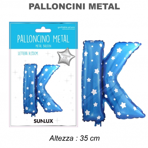 Palloncino celeste metal 35cm lettera K