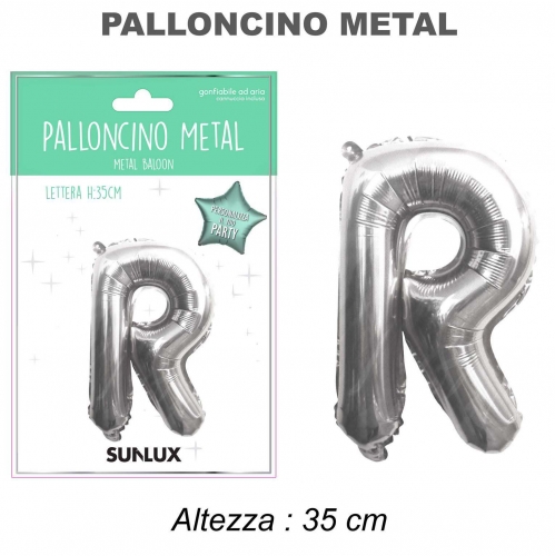 Palloncino argento metal 35cm lettera R
