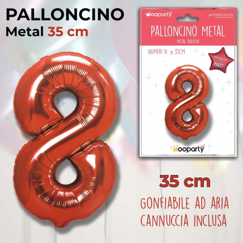 Palloncino rosso metal 35cm n.8