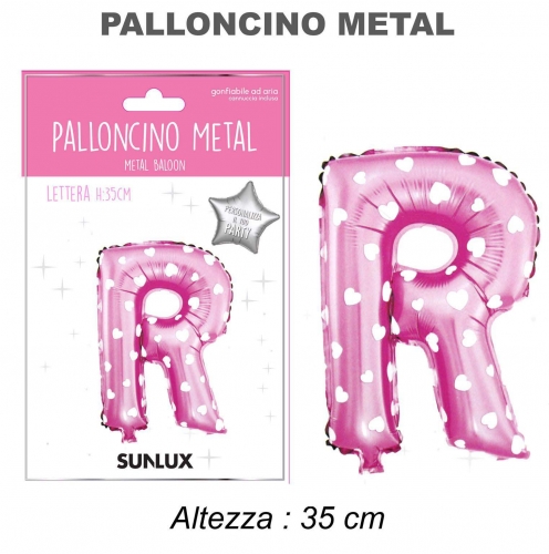 Palloncino rosa metal 35cm lettera R