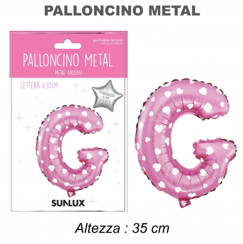 Palloncino rosa metal 35cm lettera G