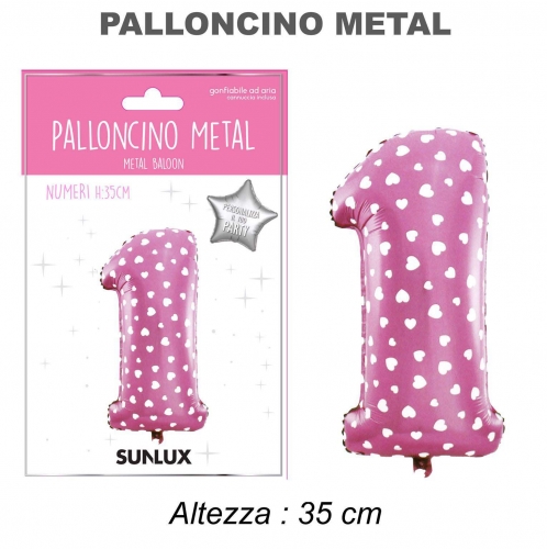 Palloncino rosa metal 35cm n.1
