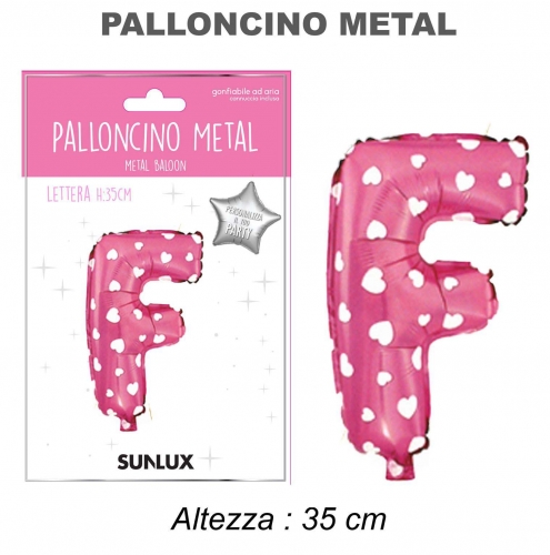 Palloncino rosa metal 35cm lettera F