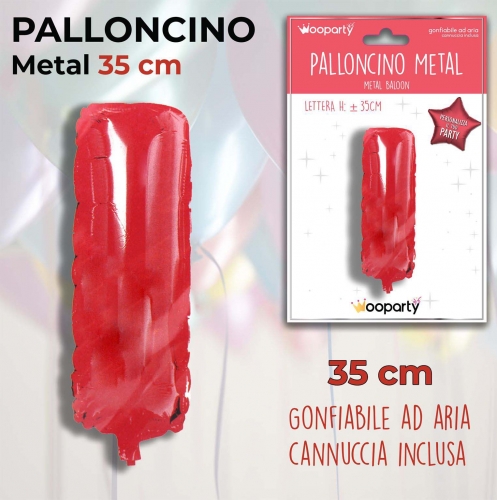 Palloncino rosso metal 35cm lettera I