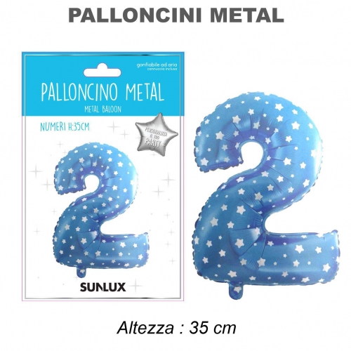 Palloncino celeste metal 35cm n.2