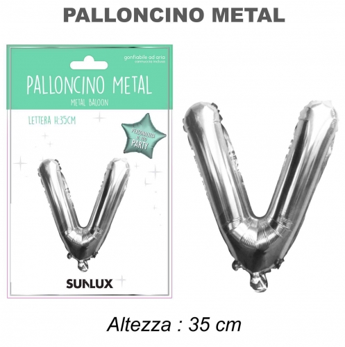 Palloncino argento metal 35cm lettera V