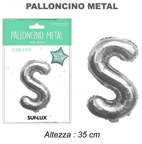 Palloncino argento metal 35cm lettera S