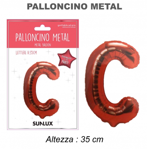 Palloncino rosso metal 35cm lettera C